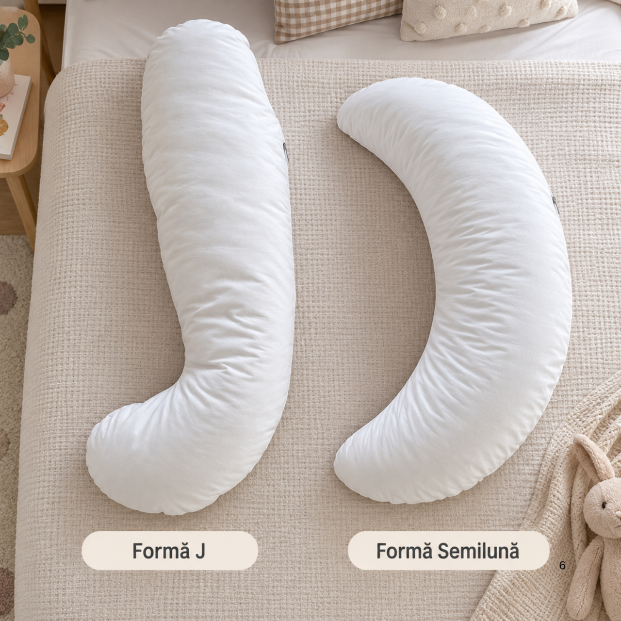 Lanawool Seitenschläferkissen für Kinder, J-förmig, aus 100 % Merinowolle, 79 cm – Hoher Härtegrad, 500 g Füllung, Abnehmbarer Bezug aus 100 % Baumwolle + Kissenbezug mit Reißverschluss [3]