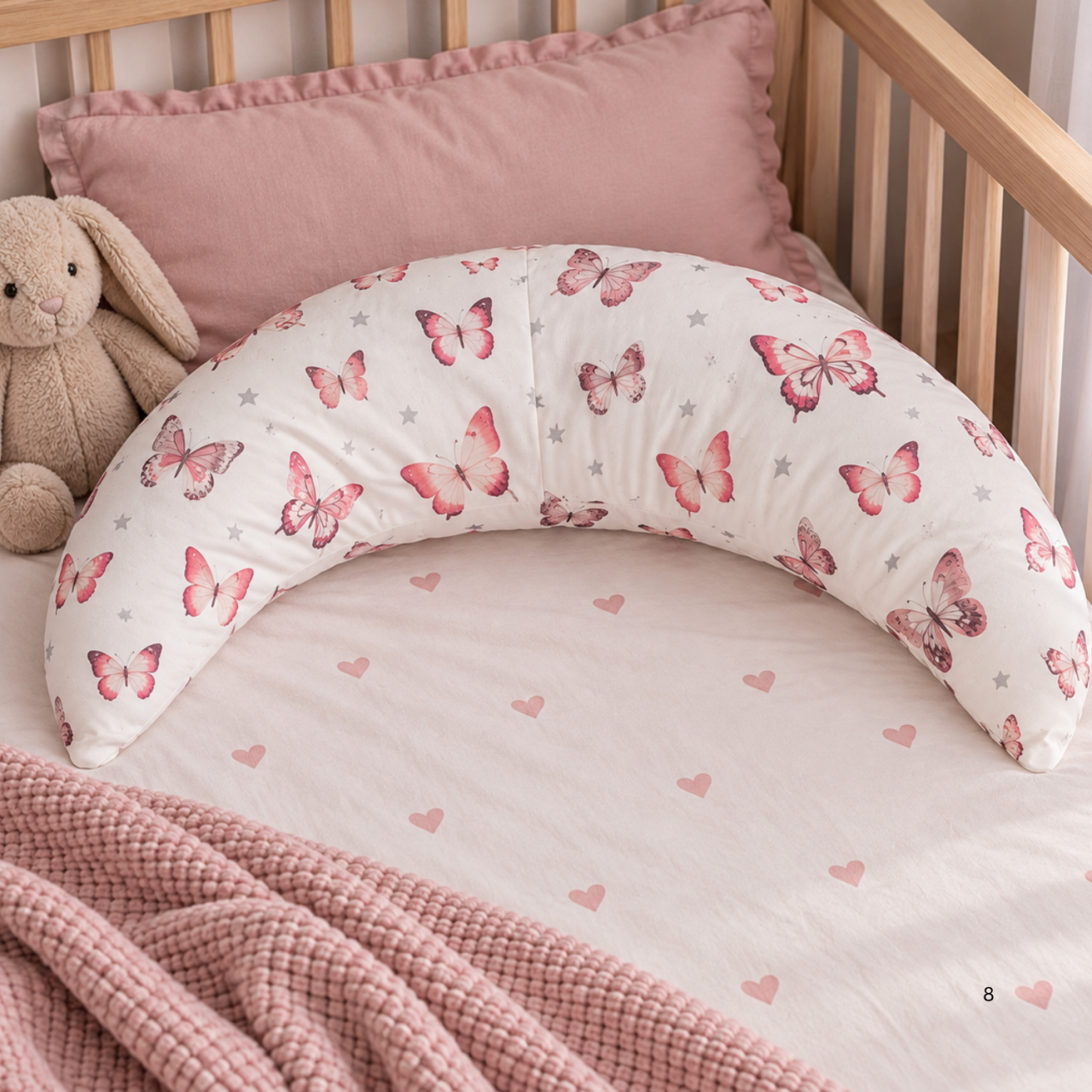Lanawool Seitenschläferkissen für Kinder, J-förmig, aus 100 % Merinowolle, 79 cm – Hoher Härtegrad, 400 g Füllung, Abnehmbarer Bezug aus 100 % Baumwolle + Kissenbezug mit Reißverschluss [3]