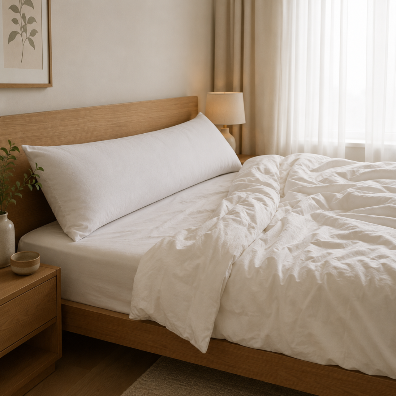 100% Merino Wool Full Body Pillow 150 x 40cm| Long Side Sleeper Support Pillow | High Density | Full-Length Bed Pillow | Oeko-Tex Cotton Cover with Zipper | LanaWool [5]