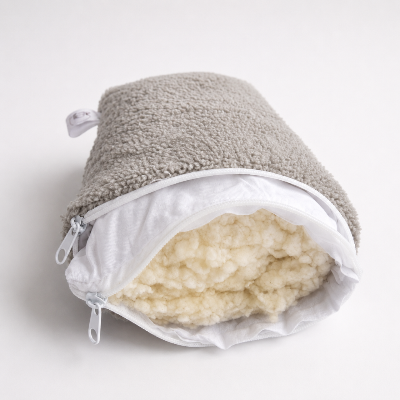 Pernă Tetiera  Auto cu Lână Merino 100% LanaWool | 20x30 cm | Exterior Fleece, Perna  Ajutor in condus, Spondiloza, Dureri Cervicale, Gri [2]