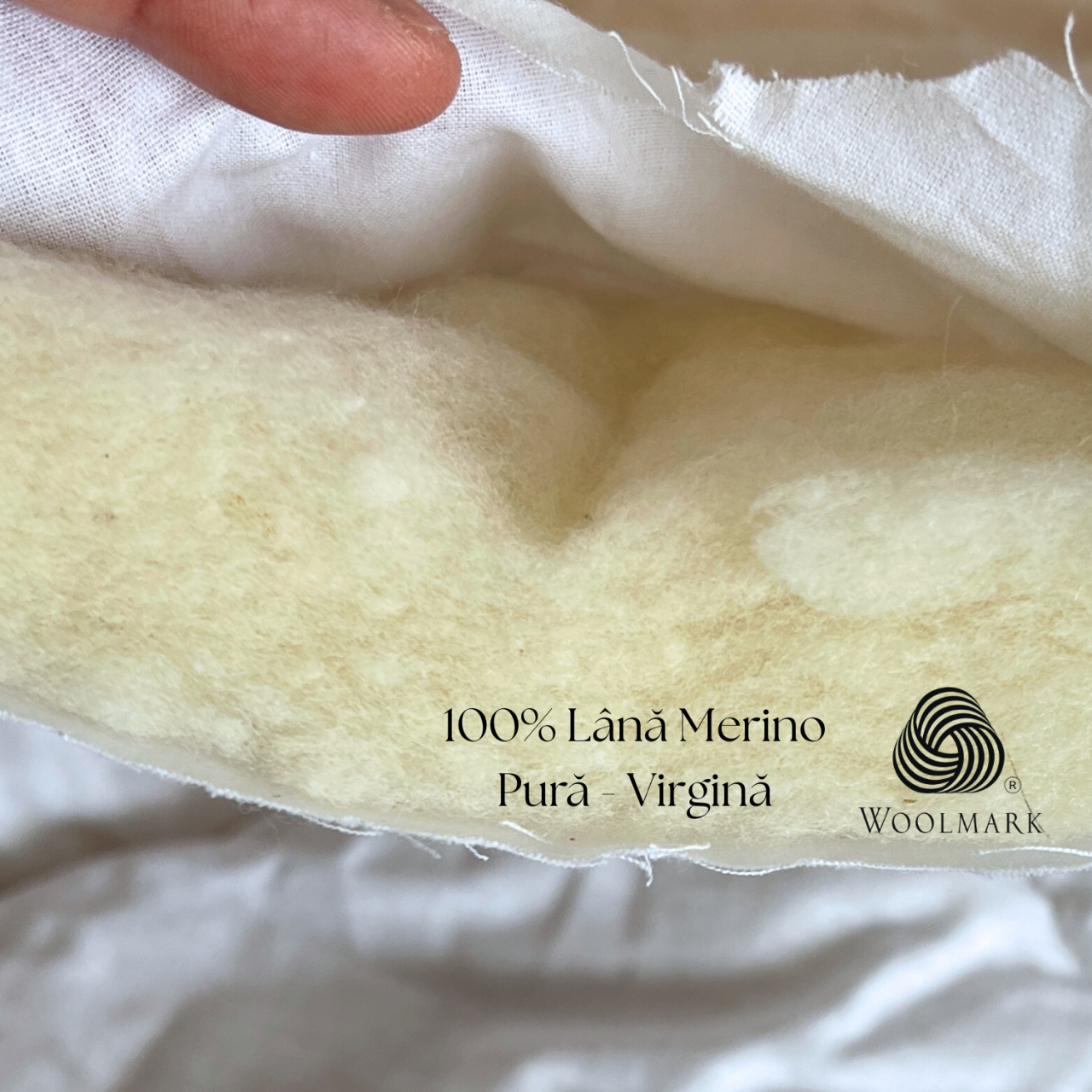 Pilotă Bebe Lână Merino 100% LanaWool | 80x120 cm 800 g/mp | Exterior Bumbac OekoTex Clasa 1, Iarna, Crem [5]