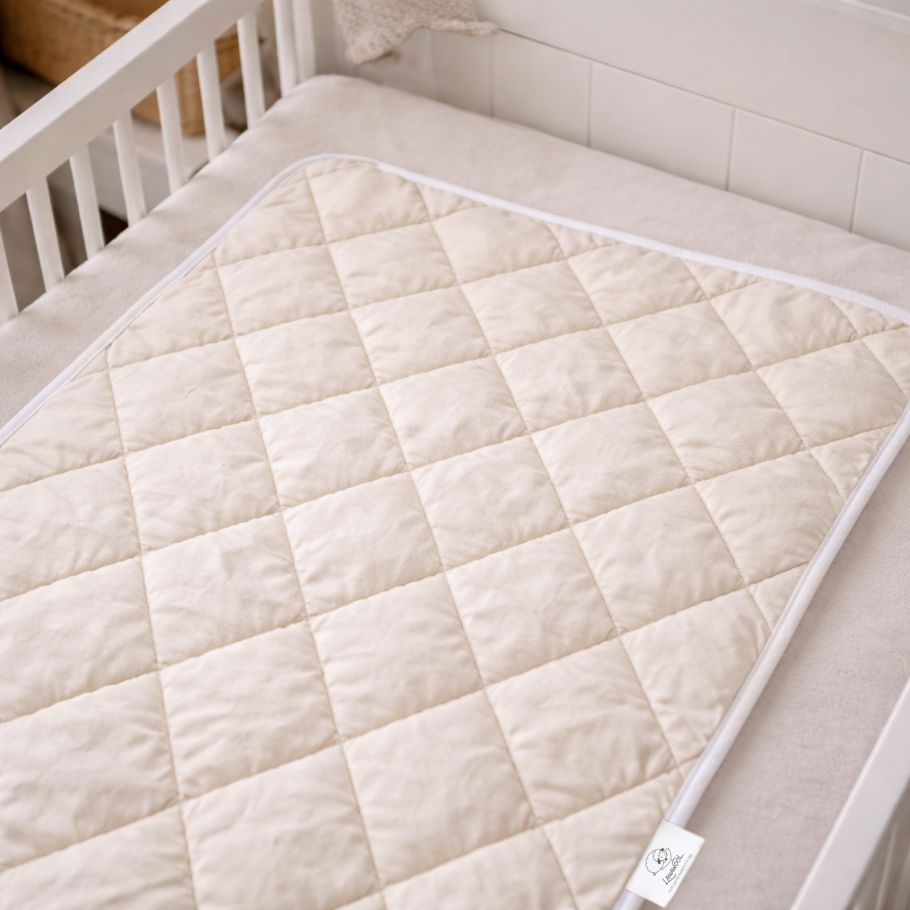 Pilotă Bebe Lână Merino 100% LanaWool | 80x120 cm 800 g/mp | Exterior Bumbac OekoTex Clasa 1, Iarna, Crem [2]