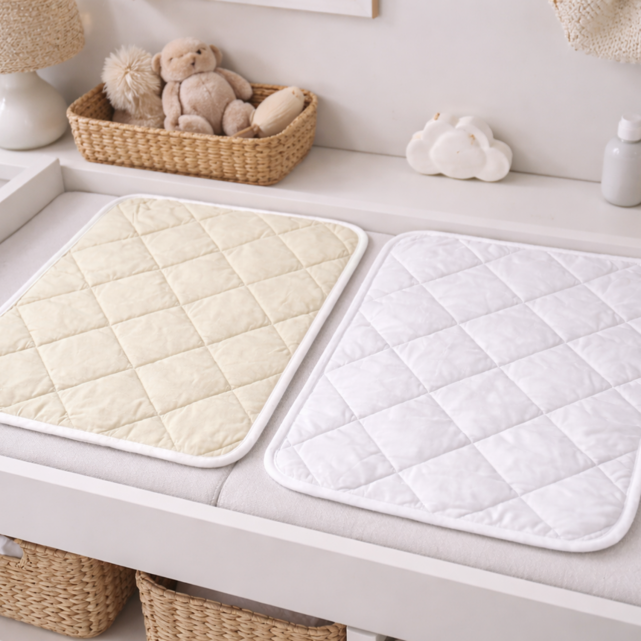 Saltea Pătuț / Înfășat Bebe Lână Merino 100% LanaWool | 50x70cm 900 g/mp | Exterior Bumbac OekoTex Clasa 1, Alb [2]