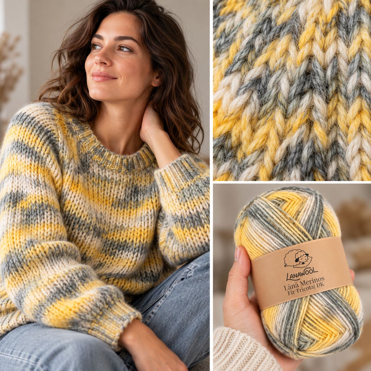 LanaWool 3er-Set Strick- & Häkelgarn aus 100 % Merinowolle | 200 m / 100 g | DK (Double Knit) | Nadelstärke 2–2,5 mm | Farbverlauf  141DGG [2]
