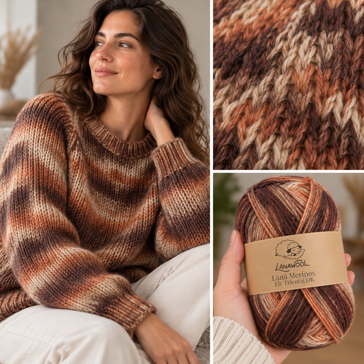 LanaWool 3er-Set Strick- & Häkelgarn aus 100 % Merinowolle | 200 m / 100 g | DK (Double Knit) | Nadelstärke 2–2,5 mm | Farbverlauf  144DMP [2]