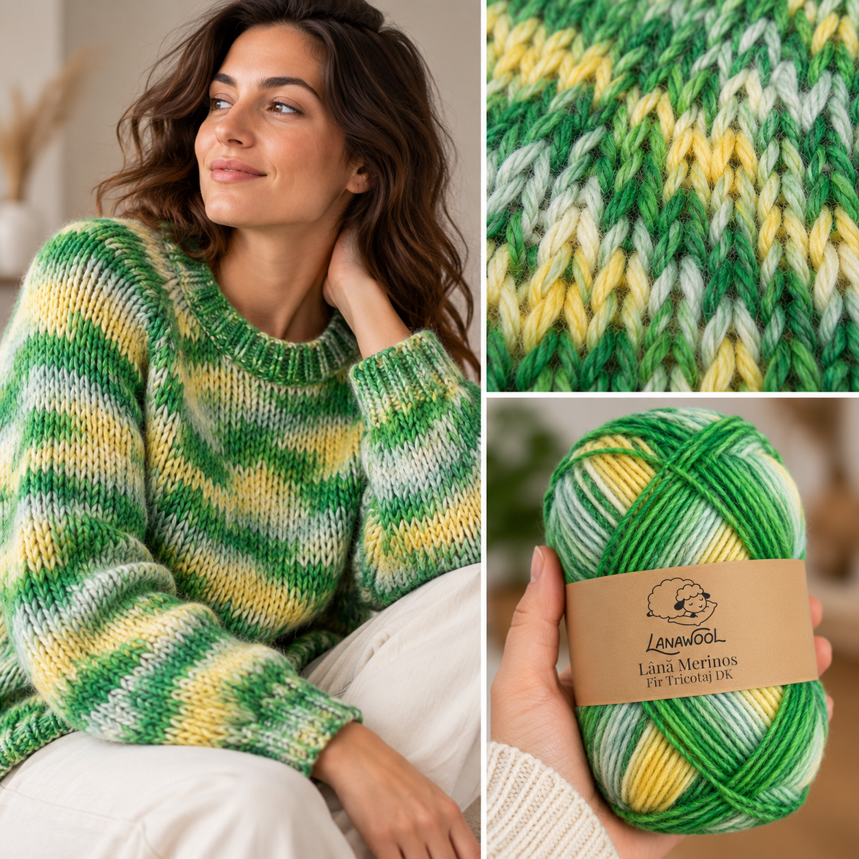 LanaWool 3er-Set Strick- & Häkelgarn aus 100 % Merinowolle | 200 m / 100 g | DK (Double Knit) | Nadelstärke 2–2,5 mm | Farbverlauf 143DVG [2]