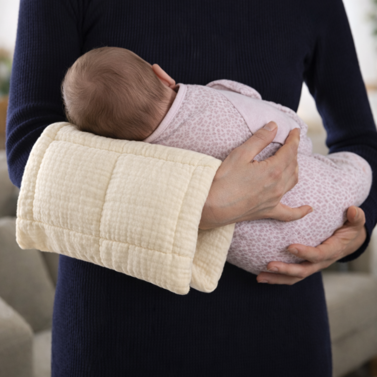 Set 3x Pernă Bebe Lână Merino 100% LanaWool | 25x25cm Fermitate Mică | Exterior Muselina OekoTex Clasa 1, Crem [3]