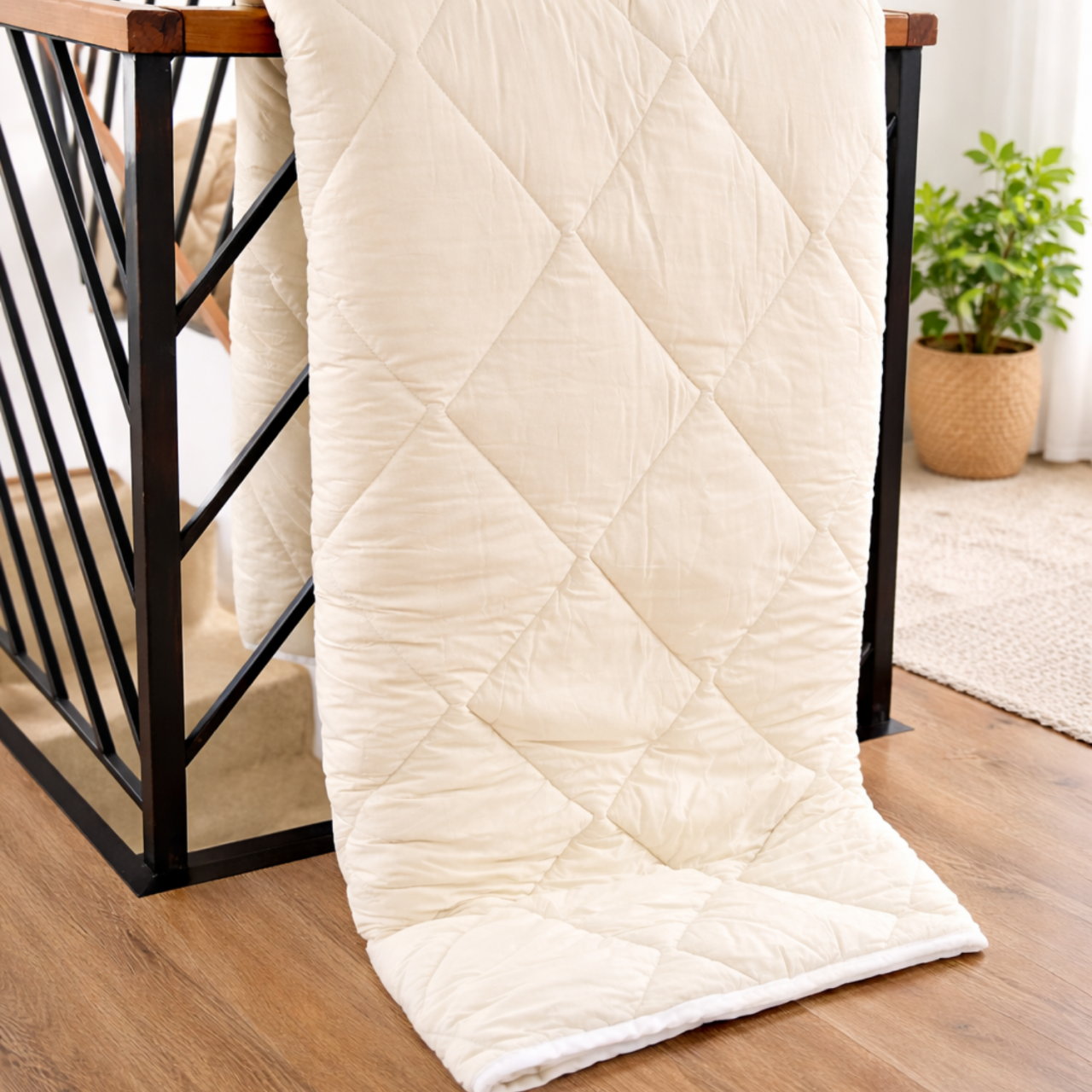 Topper Lână Merino 100% LanaWool | 140x200 cm 900 g/mp | Exterior Bumbac OekoTex Clasa 1 | Protecție Saltea, Alb [5]