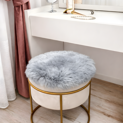 Casa & Deco - Blana naturata Miel Noua Zeelanda, perna de sezut , Miel Noua Zeelanda, 34cm, ultra moale, perna scaun - banca, Gri