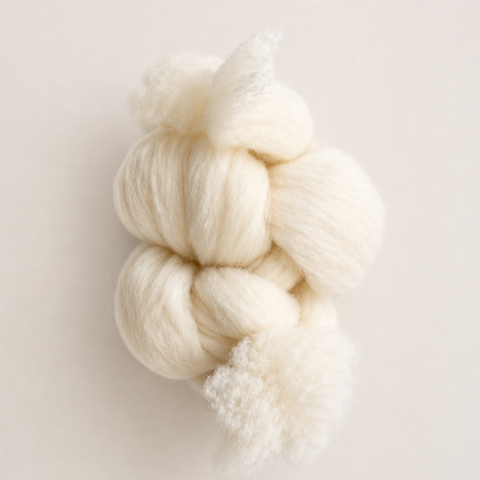 Lână Naturală - Lana Cardata Merinos Alb Premium 500g, 26 Microni, Fibra 6-8 Cm, Naturala, Spalata, Uscata la Soare, Ideala pentru Felting, Filare, Umplutura, Impletit