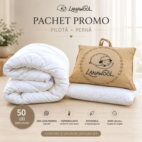 Promo Packs - PROMO PACK – Merino Wool Duvet 140 × 210 cm, 800 gsm, Thick Winter Duvet, White + Merino Wool Pillow 50 × 70 cm, Firm, 900 g, White