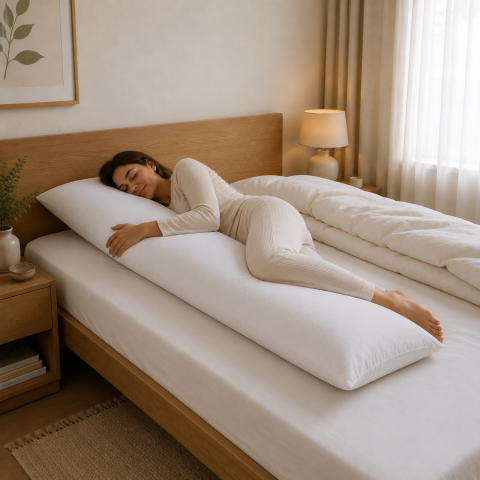 Wool Pillows - 100% Merino Wool Full Body Pillow | Long Side Sleeper Support Pillow | High Density | Full-Length Bed Pillow | Oeko-Tex Cotton Cover with Zipper | LanaWool