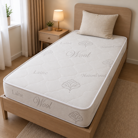 Orthopedic Mattresses - LanaWool Premium Orthopedic Mattress with 7-Zone Pocket Springs, Memory Foam, 100% Merino Wool Layer, HD-K Foam (30 kg/m³), Aloe Vera Cover, 8-Layer Mattress