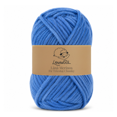 Natural Wool - Pack of 3 × 100% Merino Wool Knitting/Crochet Yarn, LanaWool, 120 m / 100 g Each, 3–4 mm Thickness, Chunky Weight, Blue 63Ba