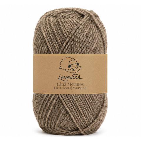 Natural Wool - Pack of 3 x 100% Merino Wool Knitting/Crochet Yarn, LanaWool, 170 m / 100 g, 2–3 mm Thickness, Worsted/Aran Weight, Hazelnut Brown 228M