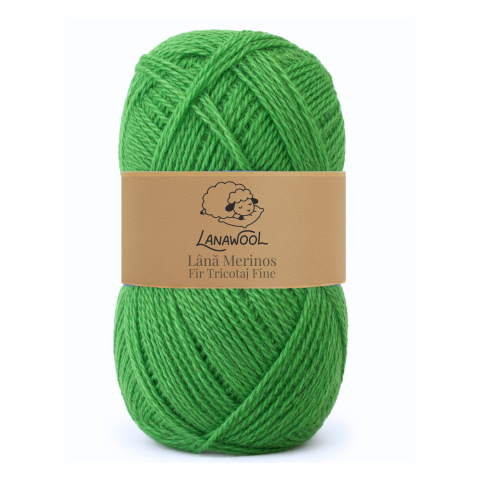 Natural Wool - Set of 3 × 100% Merino Wool Knitting/Crochet Yarn, LanaWool, 400 m / 100 g Each, 1.5–2 mm Thickness, Fine, Green 263V