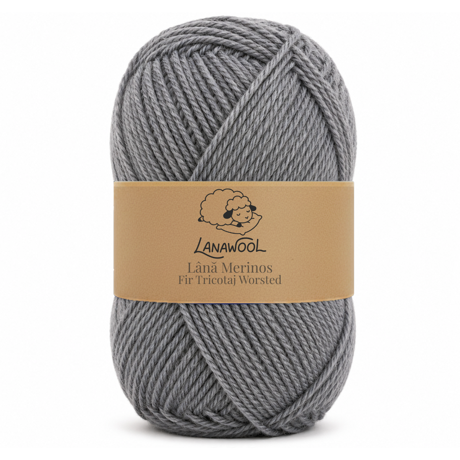 Set 3 x Fir de tricotat crosetat Lana 100% Merinos, LanaWool, 170m   100g, 2-3mm grosime, Worsted Aran, Gri 236G Gri