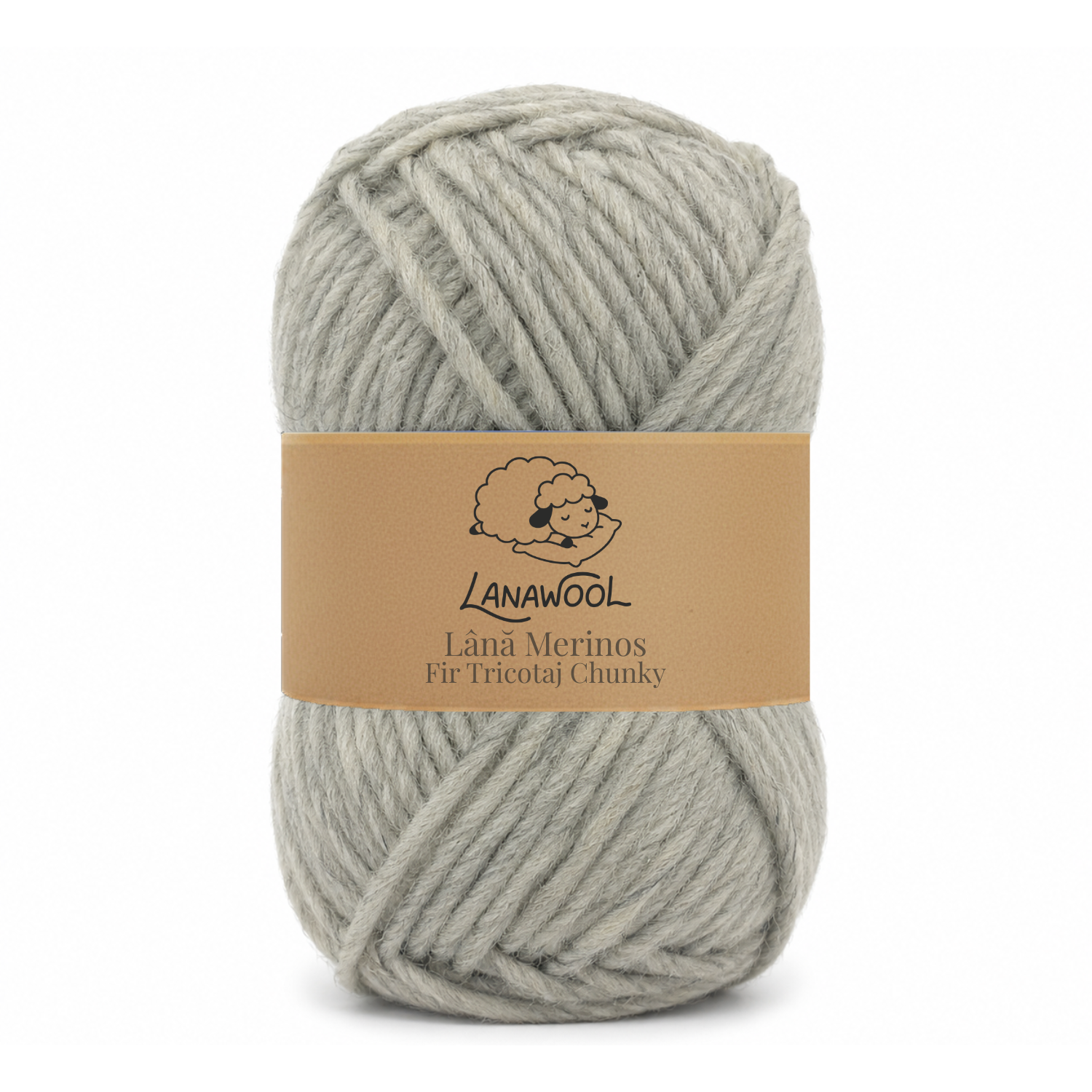 Set 3 x Fir de tricotat crosetat Lana 100% Merinos, LanaWool, 120m   100g, 3-4mm grosime, Chunky, Gri Deschis 53GD Gri