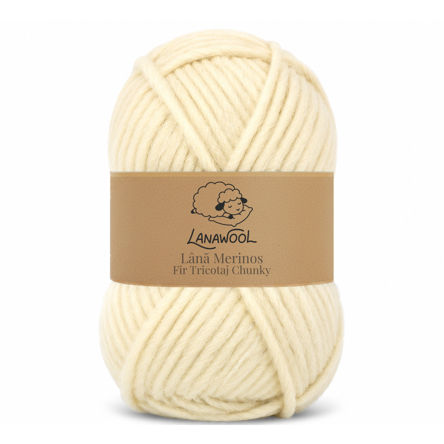 Set 3 x Fir de tricotat crosetat Lana 100% Merinos, LanaWool, 120m   100g, 3-4mm grosime, Chunky, Alb Natur 59AN Alb