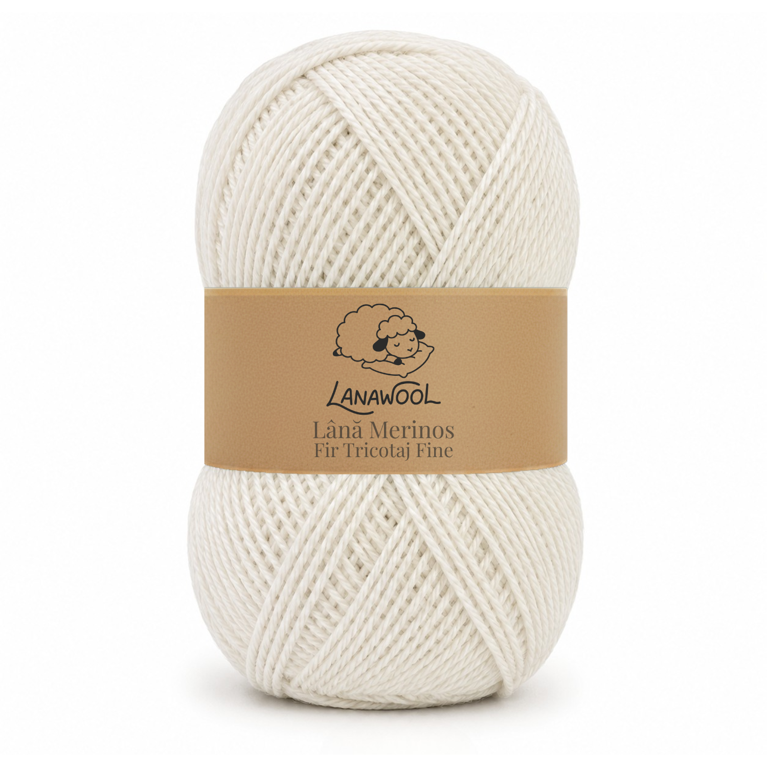 Set 3 x Fir de tricotat crosetat Lana 100% Merinos, LanaWool, 400m   100g, 1.5-2mm grosime, Fine, Alb Natur 260AN Alb