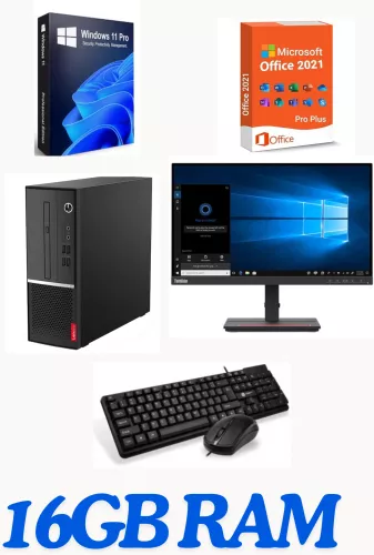 Calculatoare second hand - Calculator complet Office refurbished Lenovo V530s G4930 3.9ghz ram 16gb ddr4 ssd 250gb+ hdd 500gb Monitor 22inchi Windows 11 + Office2021