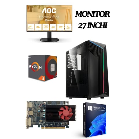Calculatoare refurbished - Calculator gaming Complet Monitor AOC 27 inchi+ Warior Ryzen3 1200 3.4Ghz ram 16gb DDR4 ssd M2 240gb+ hdd 500GB Radeon R7 450 4GB GDDR5 128-bit Windows 11
