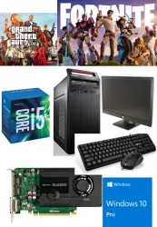 Calculatoare Gaming - Calculator gaming refurbis GTA5 Fornite CS-GO Minecraft LENOVO E73 i5-4460s 16gb SSD 120gb+hdd500gb Quadro 2gb DDR5 Monitor 20 Windows 10/11