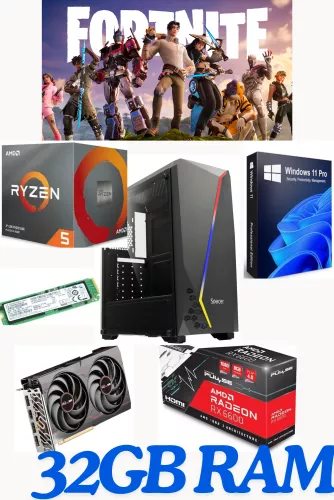 Calculatoare Gaming - Calculator gaming refurbished - Spacer Flash Ryzen 5 3600 3.6Ghz ram 32gb ssd 240gb+ hdd 1TB RX6600 8GB Windows 11