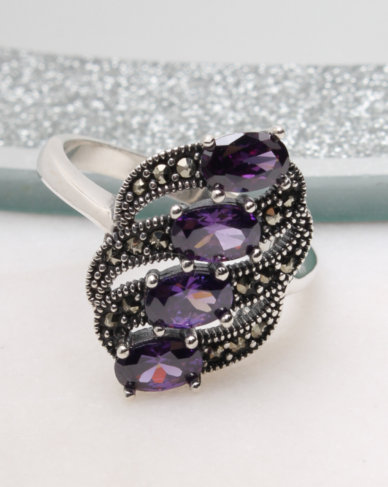 Inel argint cu marcasite, gr4.5 [1]