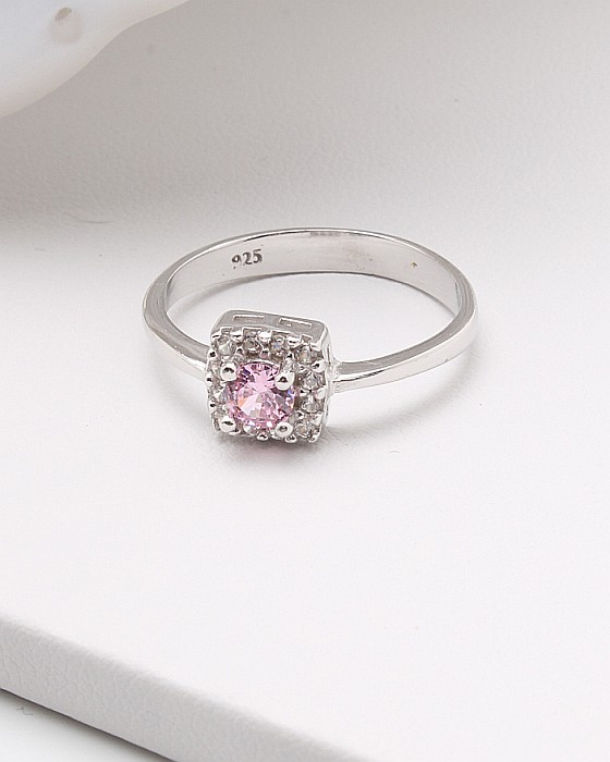 Inel argint cu piatra roz cod 1-45448, gr2 [1]