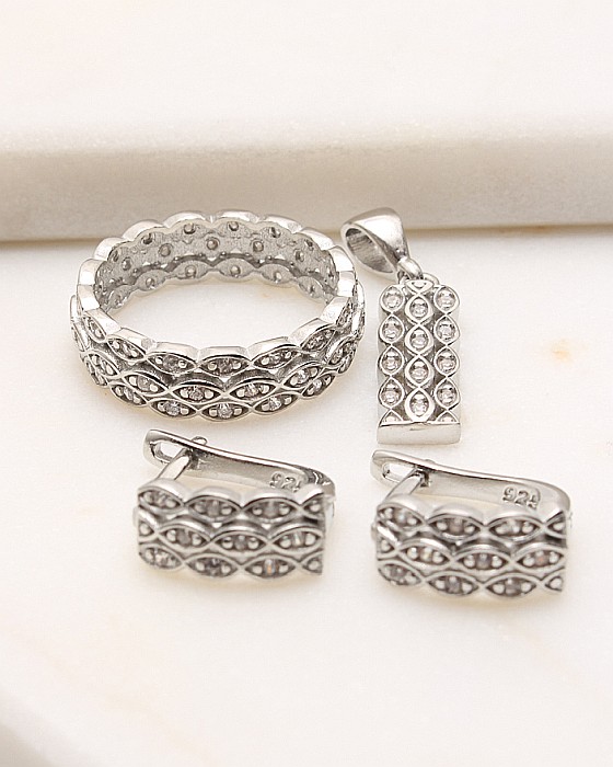 Set argint si cubic zirconia cod 3-49570, gr8.5 [1]
