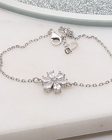 Bratari din argint si cubic zirconia - Bratara argint floricica cod 5-51409, gr2.8