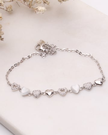 BRATARI ARGINT - Bratara argint si cubic zirconia si sidef inimioare 2.8g