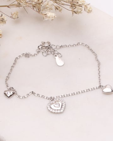 BRATARI ARGINT - Bratara argint 925 si cubic zirconia inimi suspendate 2.1g