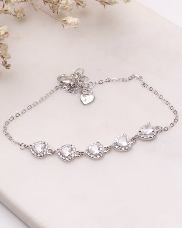 BRATARI ARGINT - Bratara argint si cubic zirconia inimioare 3.5g