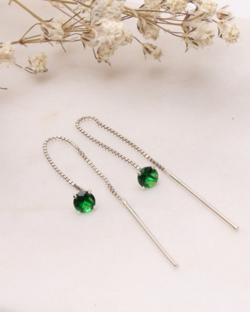 CERCEI ARGINT - Cercei argint 925 cu lantisor si pietricica verde 0.8g