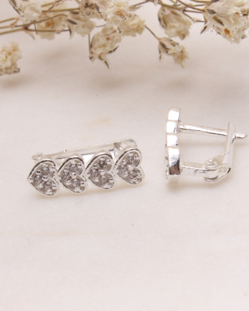 CATEGORII - Cercei argint 925 si cubic zirconia inimioare 1.8g