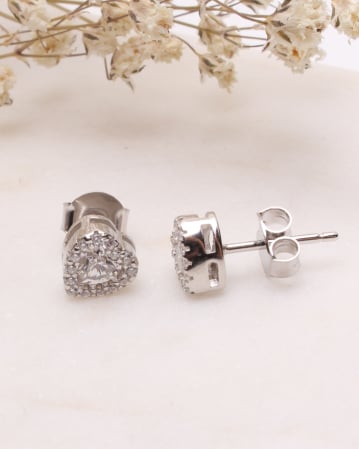 CATEGORII - Cercei argint 925 si cubic zirconia inima alba 1.9g