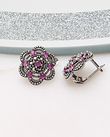 Cercei din argint si marcasite - Cercei argint cu marcasite cod 2-50399, gr2.8