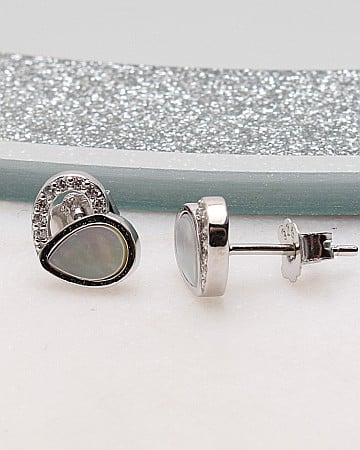 Cercei din argint si cubic zirconia - Cercei argint inima cod 2-51220, gr1.6