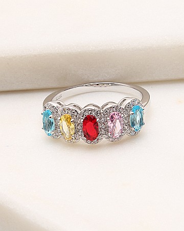 Inele din argint si cubic zirconia - Inel argint cu pietricele colorate cod 1-49475, gr3