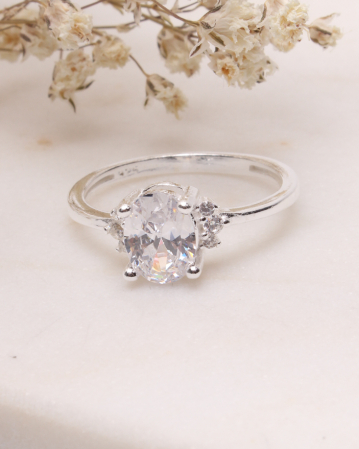 marimea 56 - Inel argint 925 cu piatra cubic zirconia alba 2.5g