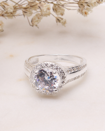marimea 58 - Inel argint 925 si piatra cubic zirconia alba 3.9g
