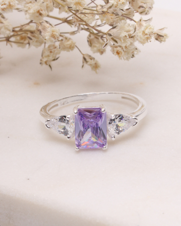 marimea 58 - Inel argint 925 si cubic zirconia ametist lavanda 2.8g