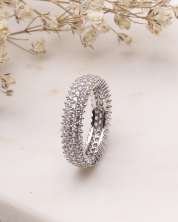marimea 54 - Inel argint 925 tenis cu pietricele cubic zirconia albe 3.5g