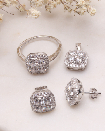SETURI ARGINT - Set argint 925 cu pietricele albe cubic zirconia 8.4g