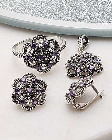 marimea 59 - Set argint cu marcasite cod 3-51039, gr8.2