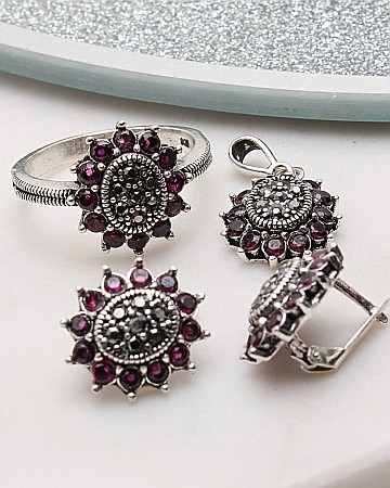 marimea 60 - Set argint cu marcasite cod 3-51055, gr9.8