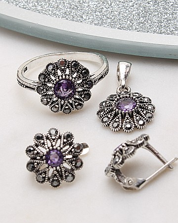 marimea 58 - Set argint cu marcasite cod 3-51060, gr6.7