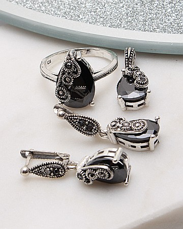 marimea 57 - Set argint cu marcasite cod 3-51073, gr13.2
